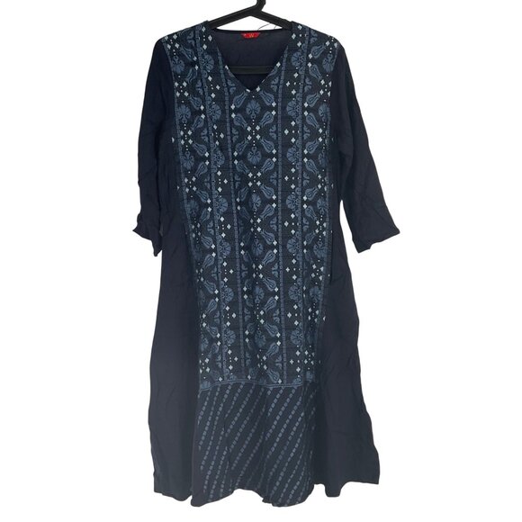 W Womens Navy Kurta Dress Size 10 100% Viscose Indian Ethnic Wear - Picture 1 of 9